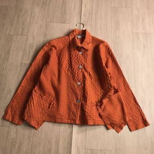 100円スタート☆ Fashion villege ファッションヴィレッジ　総ピンタック　ブラウス　オレンジ系