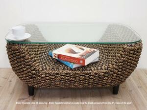 ウォーターヒヤシンス ガラステーブルU85cm コーヒーテーブル アジアン家具 バリ家具 センターテーブル ハンドメイド リビングテーブル
