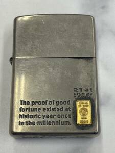 9.中古品・ZIPPO ジッポ オイル ライター K24/999.9 インゴット付き 1ｇ 喫煙具 喫煙グッズ 限定品 シリアル有 2000年 金 ゴールド 地金