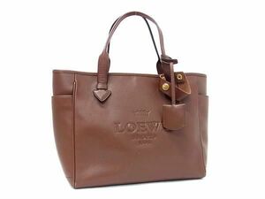 1円 ■美品■ LOEWE ロエベ ヘリテージ レザー キーリング付き ハンドバッグ トートバッグ レディース ブラウン系 AW4529