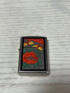 ZIPPO Butterfly ＆ Insectivorous Peony 蝶と食虫 牡丹 レア　昭和レトロ　当時物