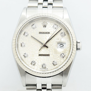 ロレックス 中古 メンズ ROLEX デイトジャスト 自動巻 16234G Y番 ダイヤ ステンレス WG アイボリーコンピュータ 軽仕上げ