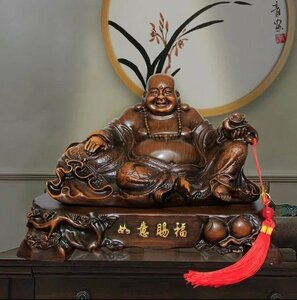 高級 仏教 七福神 布袋 天然木 彫刻 装飾品 風水 置物 事務所 開運 幸運BQ502