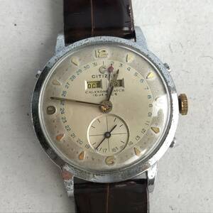 CITIZEN シチズン CALENDAR WATCH 16JEWELS 腕時計 カレンダー クロノグラフ 1950年代 アンティーク ヴィンテージ vintage watch 動作 現状
