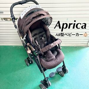 Aprica アップリカ AB型 ベビーカー 生後1ヶ月〜36ヶ月 15kgまで 花柄 ブラウン やや傷汚れあり 収納付き ベビー 赤ちゃん 【otna-957】