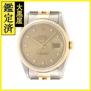 S番1993年頃 ロレックス 腕時計 デイトジャスト36 16233G シャンパン10Pダイヤモンド文字盤 ジュビリー 自動巻き【472】SJ