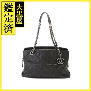 CHANEL　シャネル　バッグ　マトラッセ　チェーンショルダートート　ブラック　シルバー金具　キャビア　18番台【433】