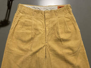 デッドストック 40s 50s ビンテージ コーデュロイ ワークパンツ イエロー系 スラックス ツータックdot snappers days college cords 30s