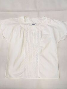 イギリスヨーロッパvintage コットン　フリル　ブラウスfrill lace blouse shirt cotton lace 半袖　LV476