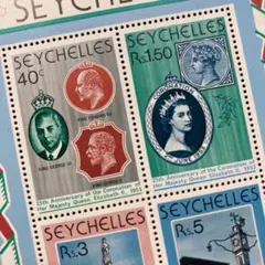 52225お勧め2点限外国切手　セイシェル諸島発行エリザベス女王他小型シート