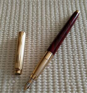 ヴィンテージ　＊ペリカン Pelikan＊　セレブリー　Celebry　金キャップ　茶マーブル　万年筆