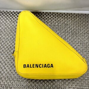 【中古品/CH】BALENCIAGA バレンシアガ クラッチバッグ セカンドバッグ トライアングル 三角 ポーチ レザー　IM0420/010