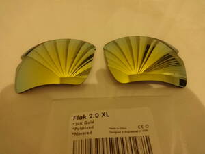 ★処分価格★オークリー フラック 2.0 XL 用 カスタム偏光レンズ GOLD Color Polarized 新品 Flak 2.0 XL 