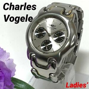711 Charles Vogele シャルルホーゲル クロノグラフ デイデイト カレンダー レディース 腕時計 新品電池交換済 クオーツ式 人気 希少