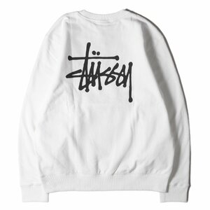 新品 STUSSY ステューシー スウェット サイズ:XL 21AW ストックロゴ クルーネック スウェットシャツ Basic Stussy Crew ホワイト 白