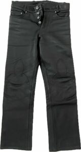 29インチ / 初期 Chromehearts Leather Pants クロムハーツ レザー パンツ ブラック 本革 革パン リーバイス 501 CH ヴィンテージ シルバー