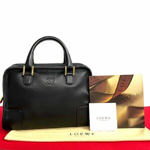 未使用保管品 保存袋付 希少品 LOEWE ロエベ アマソナ 28 アナグラム ロゴ レザー 本革 ボストンバッグ ハンドバッグ ブラック 63518