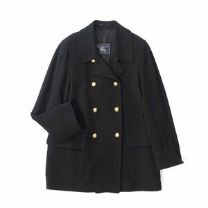 3-YK042【美品】バーバリー Burberrys 英国製 金ボタン コート 12 XL~2XL相当 ブラック レディース