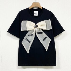 高級ヨーロッパ製※定価2万◆ブルガリア発※RISELIN 半袖Tシャツ ソフト 薄手 可愛い 蝶結び カットソー キレイめ エレガント レディース L