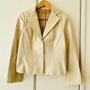 H1217ch【Jocomomola/ホコモモラ】クロップド丈 ジャケット サイズ 40(M〜L位) レディース ベージュ 長袖 コットン100% アウター