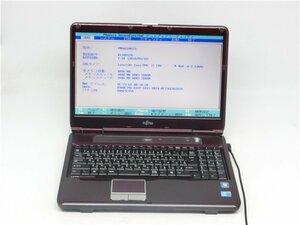 中古　FMV AH550/5BC　Corei5　M460　2.5GHZ メモリ4GB　　HDD320GB　DVD-RWノートパソコン　BIOSまで表示　　詳細不明　　ジャンク扱い