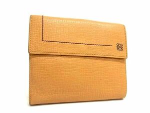 1円 ■美品■ LOEWE ロエベ アナグラム レザー ホック 二つ折り 財布 ウォレット レディース メンズ ベージュ系 AW8162