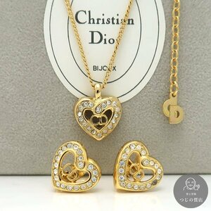 1円～ Christian Dior ネックレス イヤリング セット CDロゴ GP 箱付 クリスチャン ディオール ◆送料600円～◆～5/1(水)終了 質屋-9625