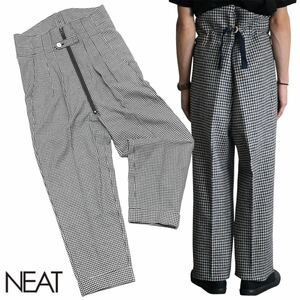 国内正規品 NEAT ニート 18AW Harris Tweed FLIGHT PANTS ハリスツイード フライト テーパードパンツ フロントジッパー ハウンドトゥース M