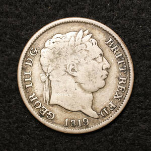 KM#666/イギリス ジョージ3世 1シリング銀貨（1819）[E1296]コイン