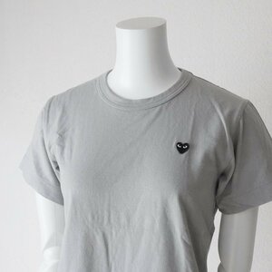 PLAY COMME des GARCONS ◆ ハートワッペン 半袖 Tシャツ グレー M クルーネック カットソー プレイ コムデギャルソン ◆ZX19