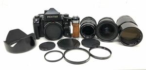 PENTAX ペンタックス 67Ⅱ 中判フィルムカメラ smc PENTAX 67 1:2.8 1:4 ZOOM 1:4.5 カメラレンズ 3点 まとめ 通電確認済 現状品 Y247-3