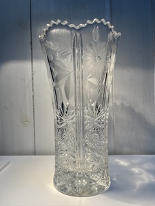 スロバキア製　クリスタルガラス花器　クリスタル　花瓶　フラワーベース