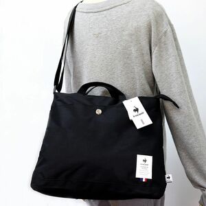 ★ルコック le coq sportif 新品 軽量 収納力 2WAY ななめ掛け ショルダー トートバッグ バッグ 鞄 かばん BAG 黒[36228-001]一 六★QWER■