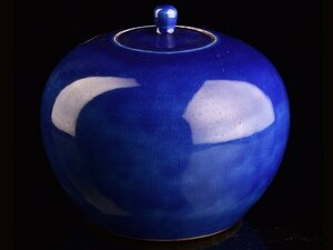 【琴》送料無料 中国美術 時代 瑠璃釉蓋壷 WK644