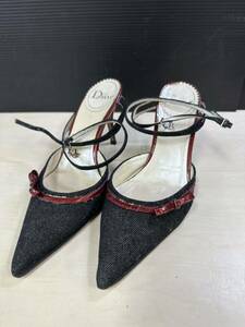 Christian Dior パンプス ハイヒール サンダル デニム サイズ 38 1/2 レディース