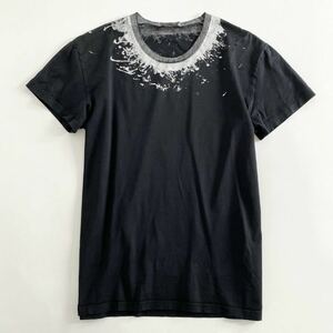 ◯1a31 Dior HOMME ディオール オム 襟プリントTee 半袖Tシャツ S ブラック カットソー インナー クリスチャンディオール