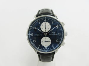 ★IWC　ポルトギーゼ　クロノグラフ　IW371404　黒ｘシルバー文字盤　メンズ　自動巻　付属品付き！★[99068]