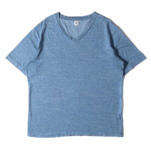 Ron Herman ロンハーマン Tシャツ サイズ:L ヘビーウェイト コットン スラブ Vネック 半袖 Tシャツ 2920900139 ブルー 日本製 ブランド