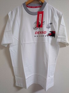 1円〜 SUPER GT デンソー DENSO レーシングチーム サイン入りTシャツ 山野哲也 佐々木孝太 レーシングドライバー 未使用品 半袖 Tシャツ