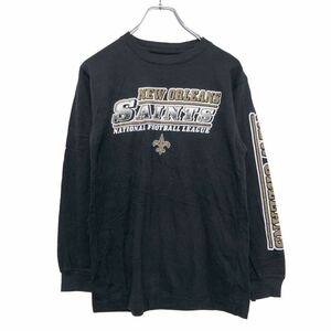 NFL 長袖 プリント Tシャツ L 10/12 ブラック ホワイト ブラウン キッズ アメフト ロンT ロングTシャツ 古着卸 アメリカ仕入 a510-6046