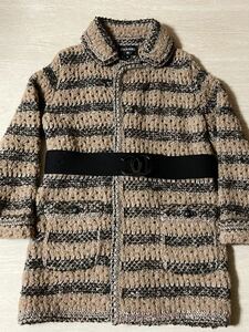 未使用近い！阪急百貨店購入 超美品 近年モデル シャネル CHANEL ビックココマークベルト ココマークボタン 厚地ニット コート