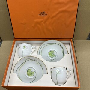 124512◎①HERMES エルメス Nil ナイル カップ＆ソーサー ペア 2客 洋食器 保存箱有