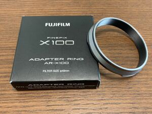 FUJIFILM フジフィルム X100用 アダプターリング AR-X100 ブラック シルバー 銀色 φ49mm Adapter Ring 元箱付き