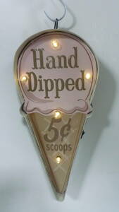 40530-3　Hand　Dipped　5¢　scoops　40×18×5cm　看板　ハンドディップ　アイスクリーム　アメリカン　レトロ　ネオン