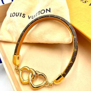 極美品 ●ルイヴィトン LOUIS VUITTON M6758 モノグラム ブラスレ セイ イエス ハート ブレスレット カーフレザー 箱付き アクセサリー