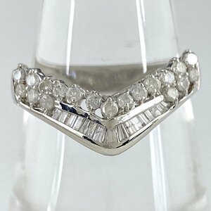 メレダイヤ デザインリング プラチナ 指輪 リング 18号 Pt900 ダイヤモンド レディース 【中古】