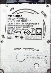 TOSHIBA MQ01ABF032 2.5インチ 7mm SATA600 320GB 59回 17832時間