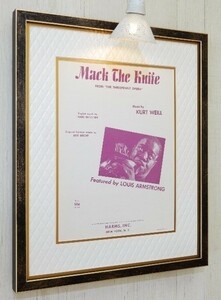 ルイ・アームストロング/オリジナル 楽譜 マック・ザ・ナイフ/1955/Louis Armstrong/Mack The Knife/Framed Sheet Music/サッチモ/額装