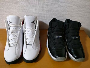 サイズ：24.5　美品　2足セット　ナイキ　エアジョーダン　AIRJORDAN13　AIRJORDAN11 レトロ　414574-122　378038-003