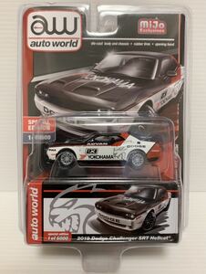 北米限定 (並行輸入品）★　1/64　2019 ダッジ チャレンジャー SRT ヘルキャット YOKOHAMA ADVAN 白/黒　★ ミニカー オートワールド mijo